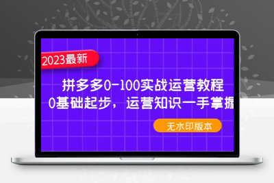 2023拼多多0-100实战运营教程，0基础起步，运营知识一手掌握（无水印）