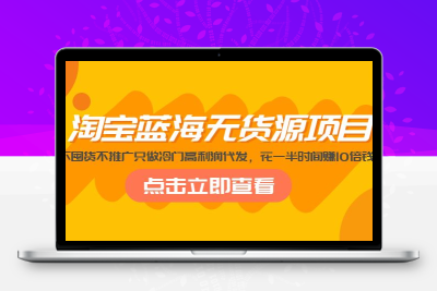 淘宝蓝海无货源项目，不囤货不推广只做冷门高利润代发，花一半时间赚10...