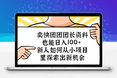 卖快团团团长资料也能日入100+ 新人如何从小项目里探索出新机会