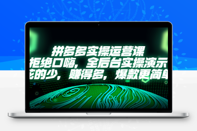 拼多多实操运营课：拒绝口嗨，全后台实操演示，花的少，赚得多，爆款更简单