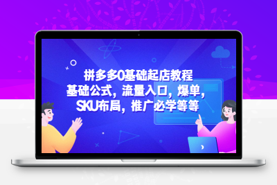 拼多多0基础开店全攻略：基础公式、流量入口、爆单技巧、SKU布局、推广必备