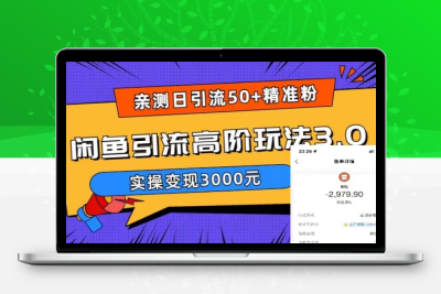 实测日引50+精准粉，闲鱼引流高阶玩法3.0，实操变现3000元