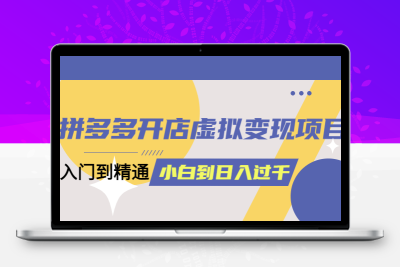 拼多多开店虚拟变现项目：入门到精通 从小白到日入1000（完整版）6月13更新