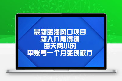 最新蓝海风口项目，新人入局得物，每天两小时，单账号一个月变现破万