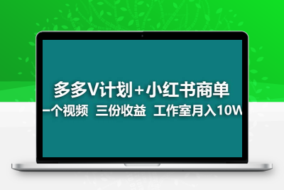 【蓝海项目】多多v计划+小红书商单 一个视频三份收益 工作室月入10w