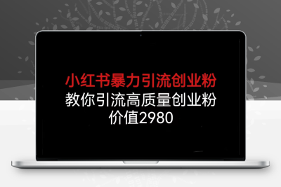 小红书暴力引流创业粉，教你引流高质量创业粉，价值2980