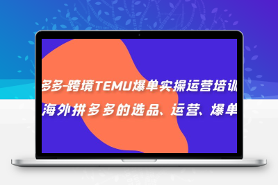 拼多多-跨境TEMU爆单实操运营培训班，海外拼多多的选品、运营、爆单