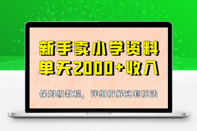 我如何通过卖小学资料，实现单天2000+，实操项目，保姆级教程+资料+工具